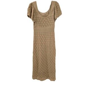 Crochet Cottagecore Bohemian Maxi Dress With Flutter-Sleeves